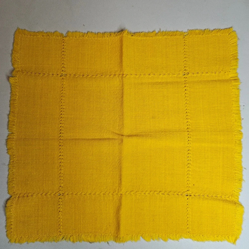 Vintage Colorful Fringed Cloth Napkins Set of 8 Boho Hand Loomed Style 13.5 Inch